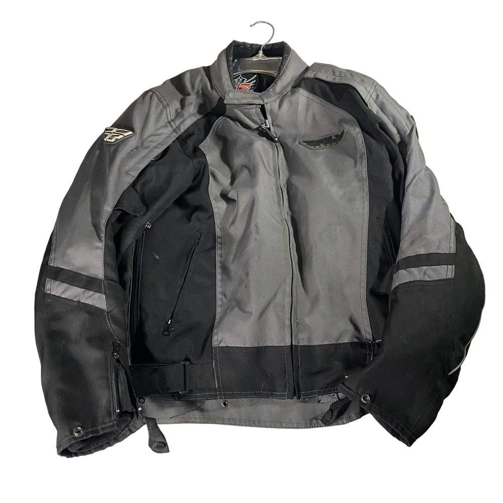 Fly Racing Butane Gray Black Motorcycle Jacket Men's Size M Streetwear